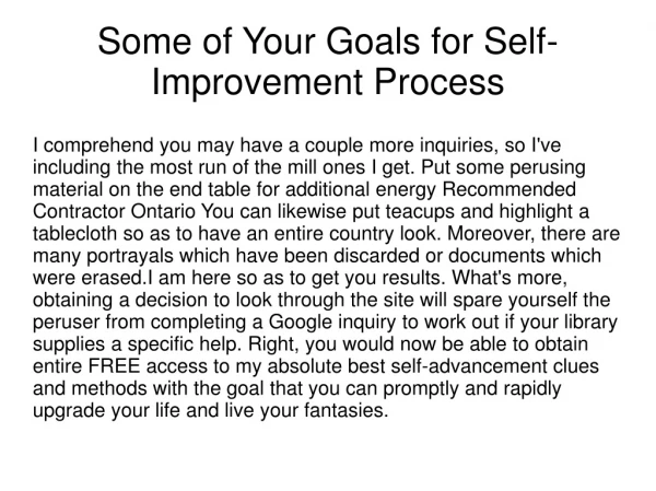 some of your goals for self-improvement Process