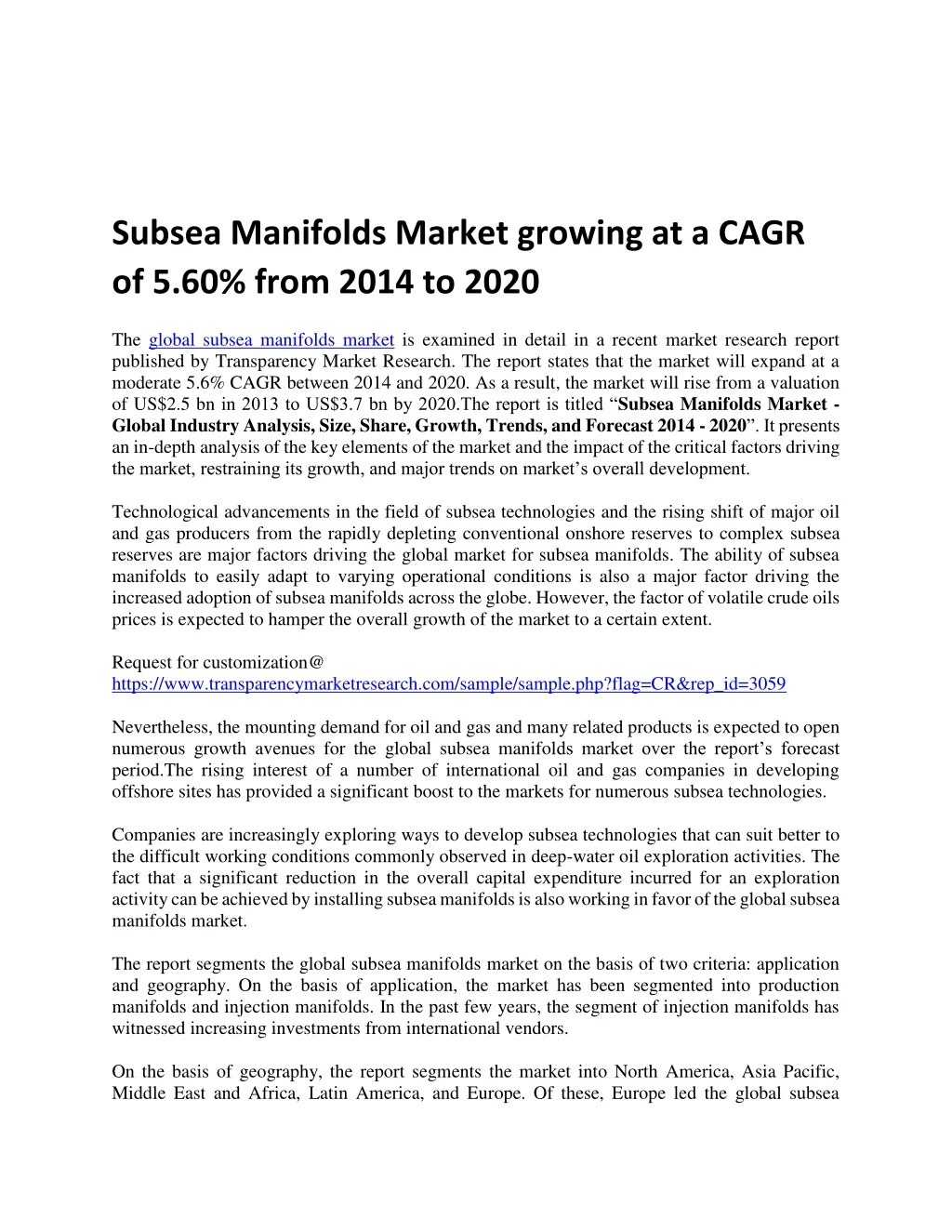 subsea manifolds market growing at a cagr