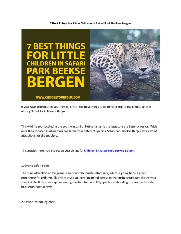 7 Best Things for Little Children in Safari Park Beekse Bergen