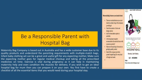 Be a responsible parent with Hospital Bag