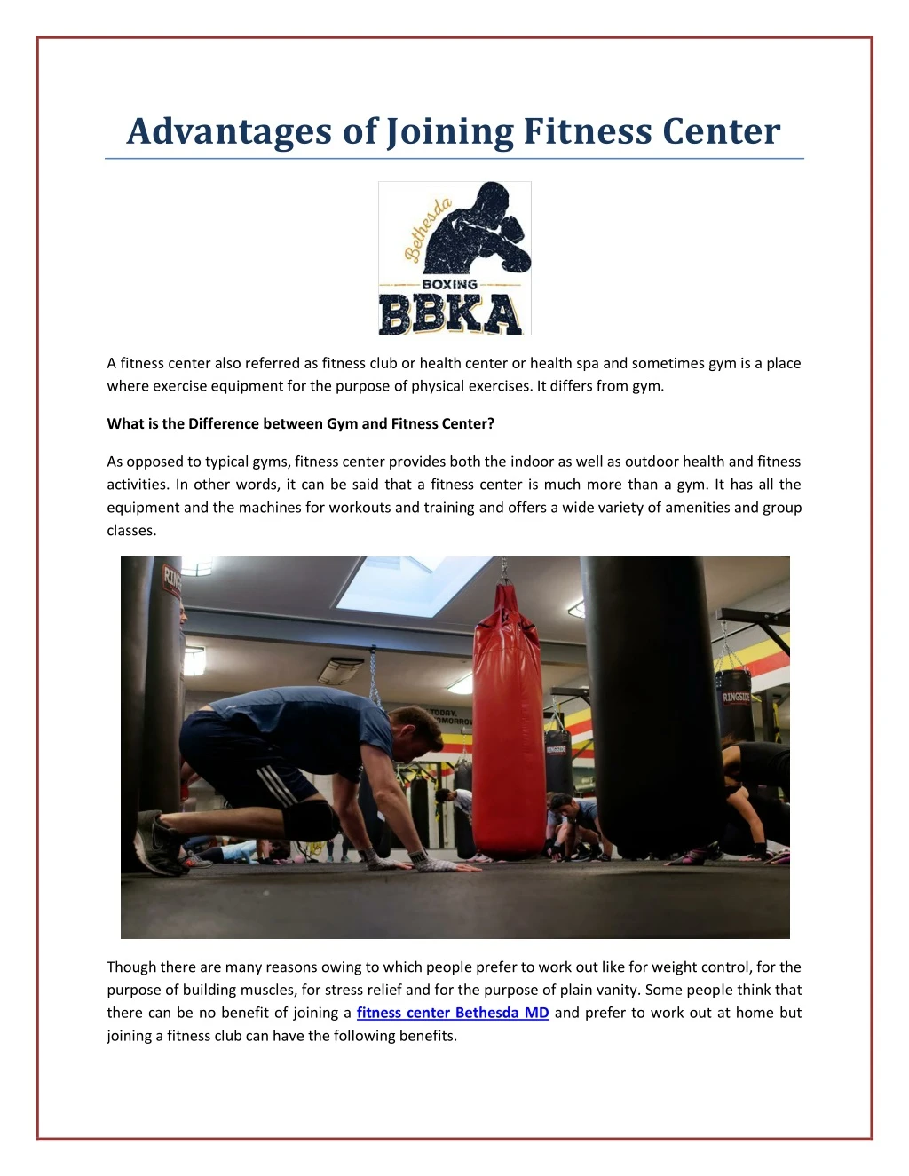 advantages of joining fitness center