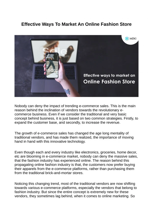 Effective Ways To Market An Online Fashion Store