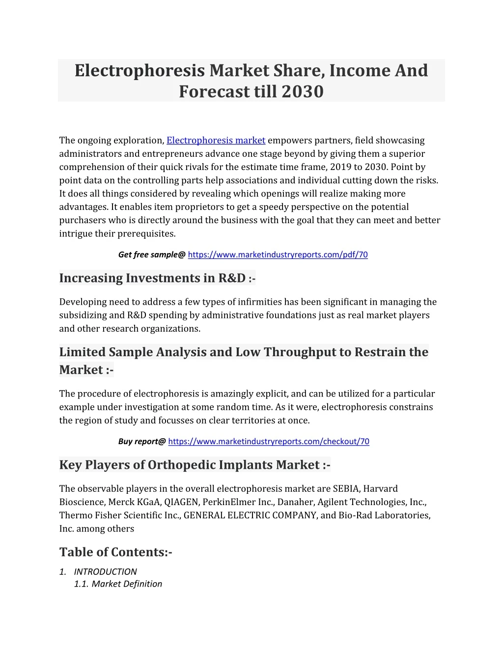 electrophoresis market share income and forecast