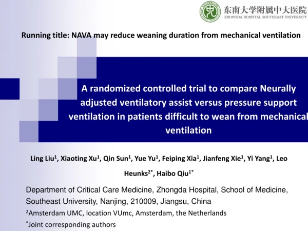 Running title: NAVA may reduce weaning duration from mechanical ventilation
