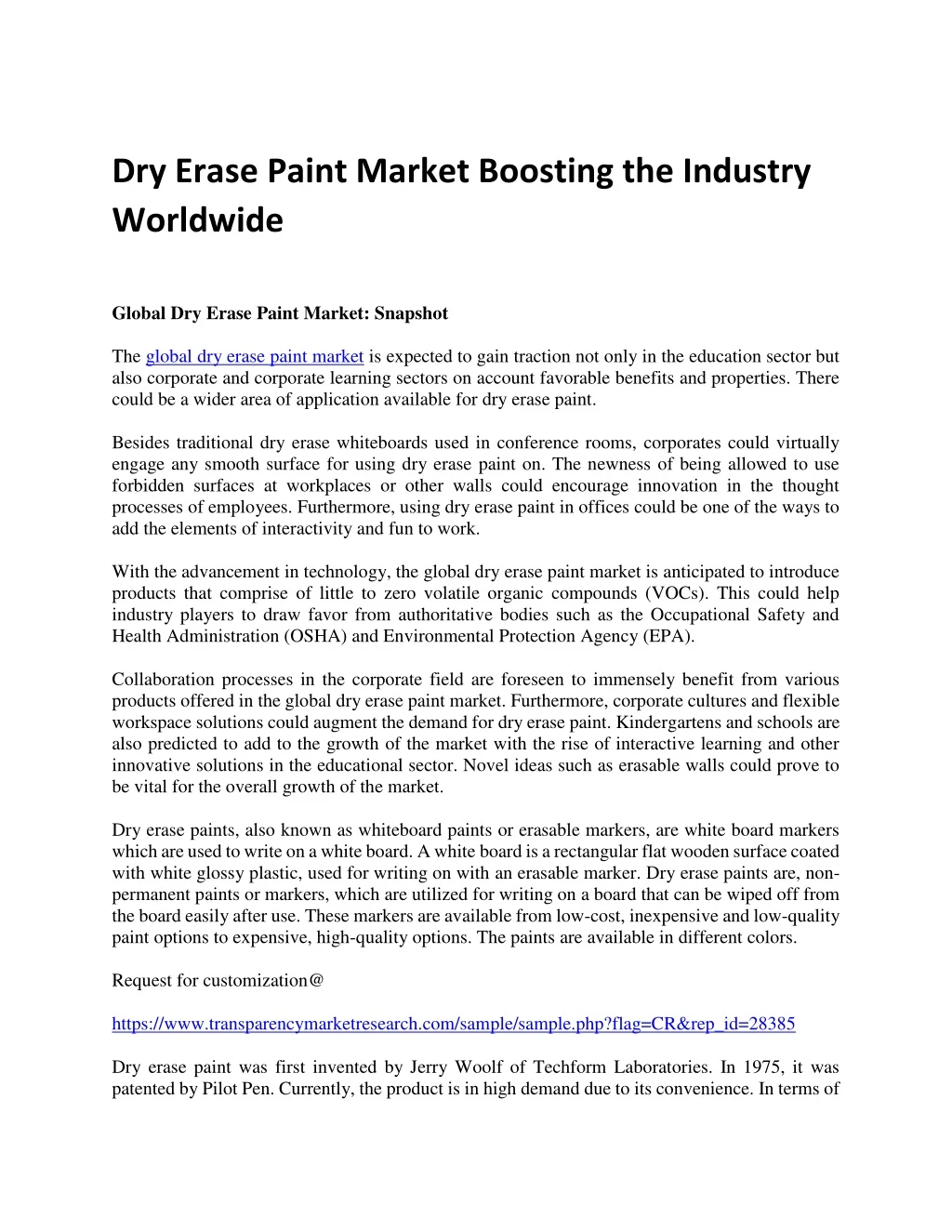 dry erase paint market boosting the industry