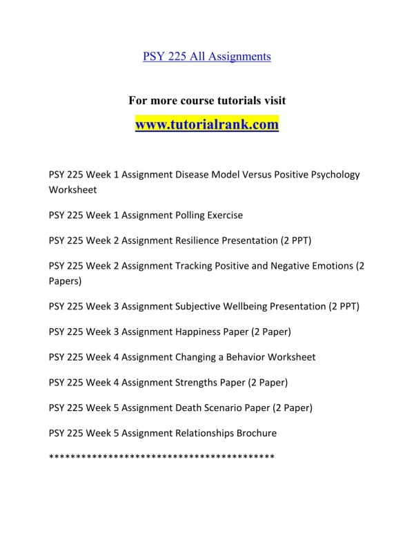 PSY 225 Inspiring Innovation- tutorialrank.com