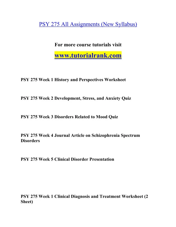 PSY 275 Inspiring Innovation- tutorialrank.com
