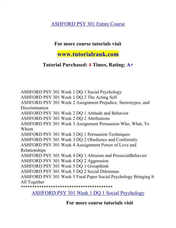 PSY 301 (NEW) Inspiring Innovation- tutorialrank.com
