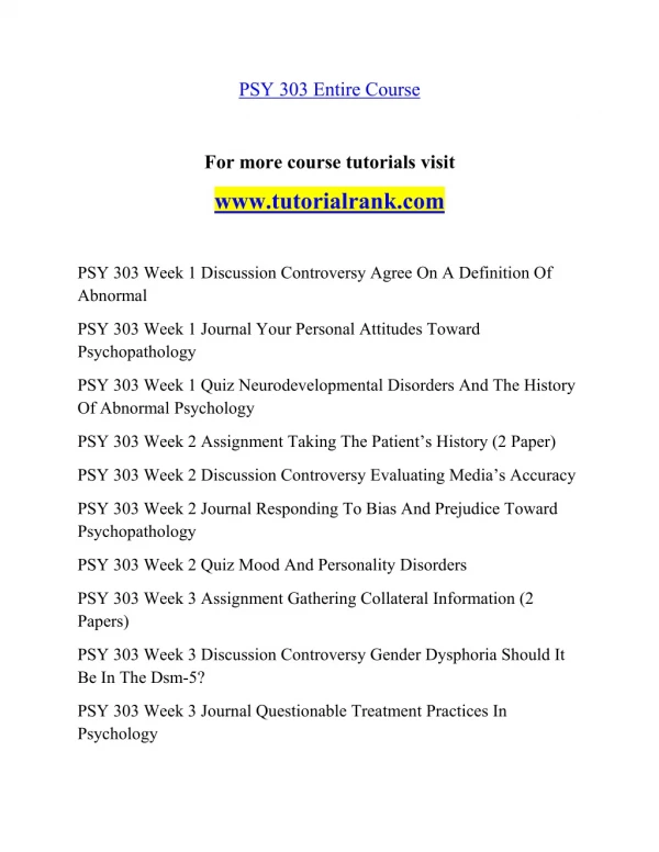 PSY 303 Inspiring Innovation- tutorialrank.com