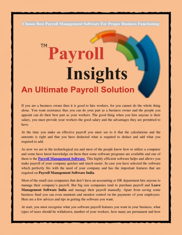 Choose Best Payroll Management Software For Proper Business Functioning