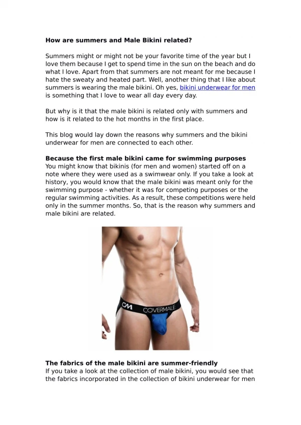How are summers and Male Bikini related?