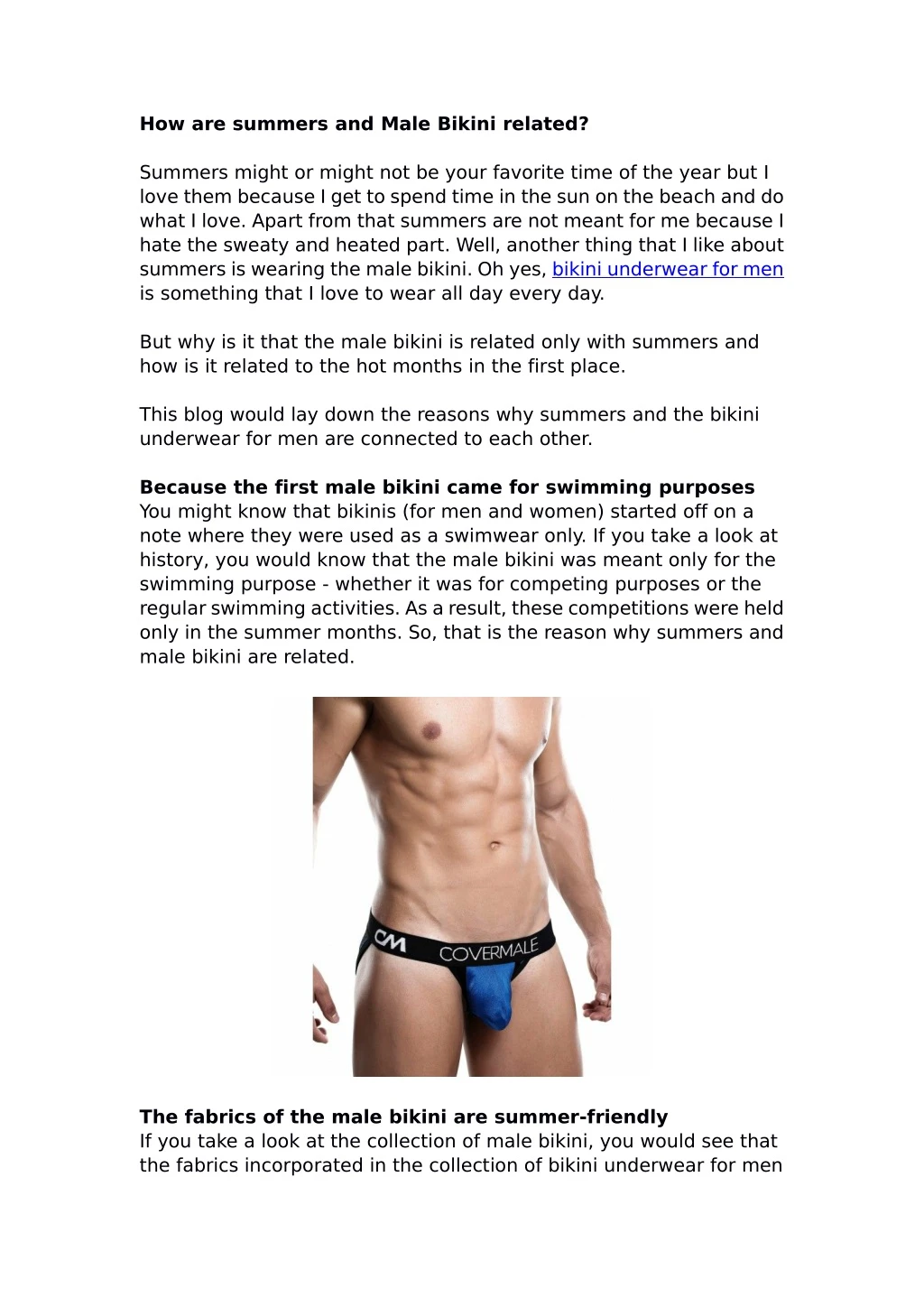 how are summers and male bikini related