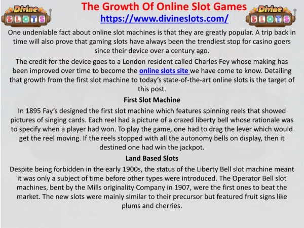 The Growth Of Online Slot Games