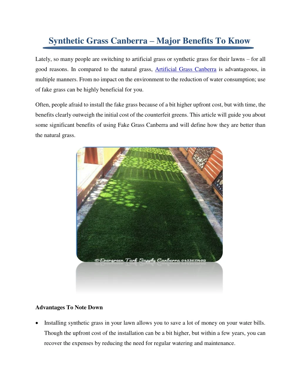 synthetic grass canberra major benefits to know