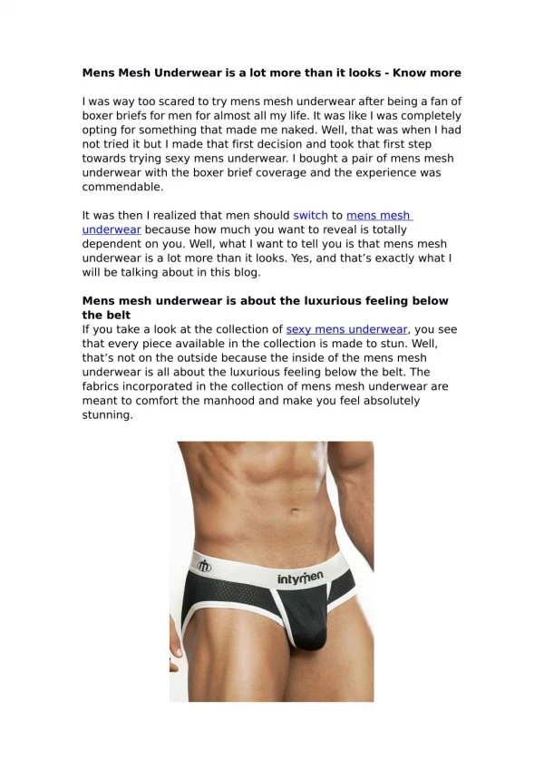 Mens Mesh Underwear is a lot more than it looks - Know more