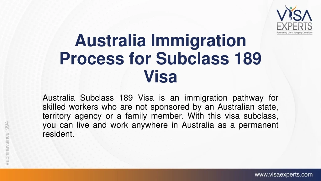 australia immigration process for subclass 189 visa