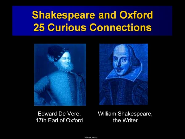 Shakespeare and Oxford: 25 Curious Connections