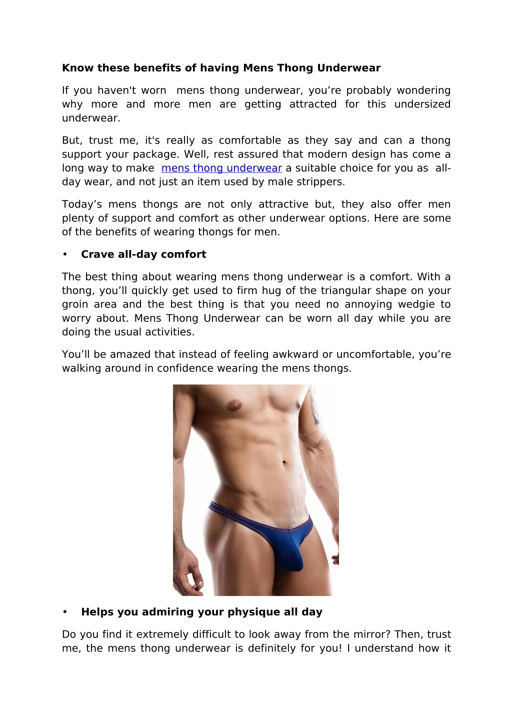 know these benefits of having mens thong underwear