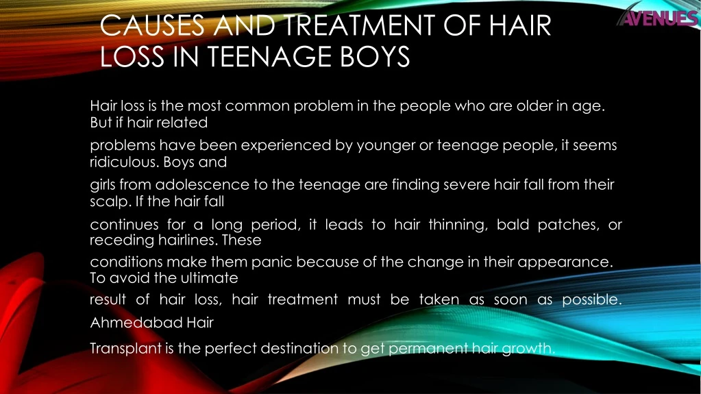 causes and treatment of hair loss in teenage boys