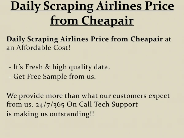 Daily Scraping Airlines Price from Cheapair
