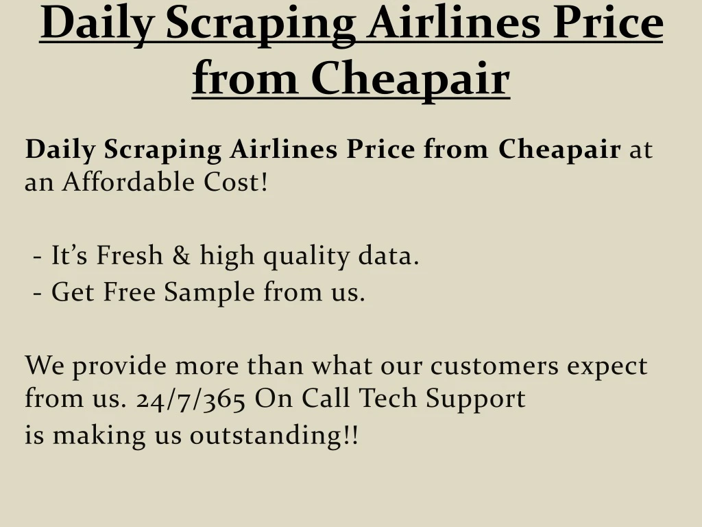daily scraping airlines price from cheapair