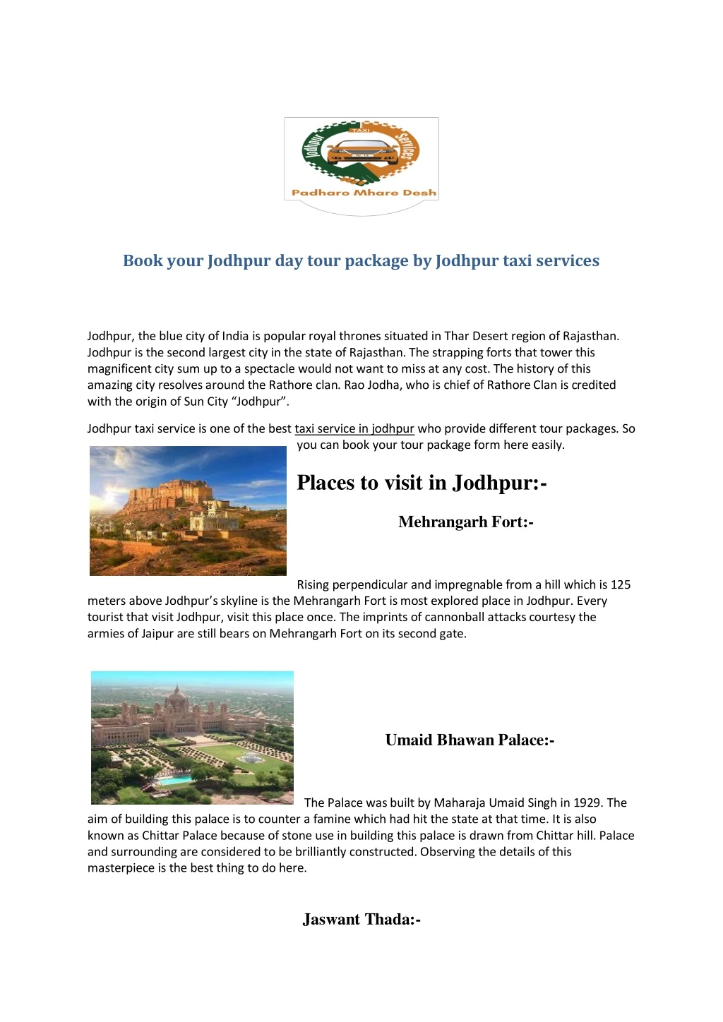 book your jodhpur day tour package by jodhpur