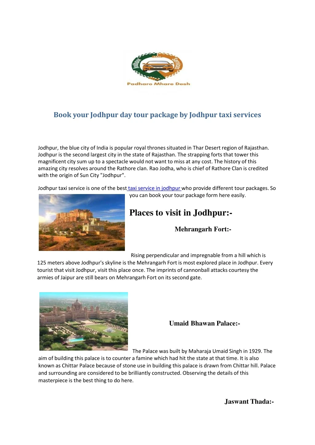 book your jodhpur day tour package by jodhpur