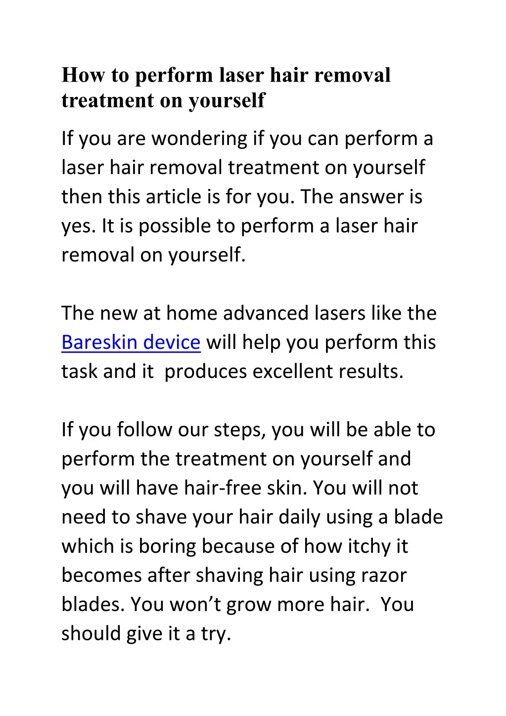 how to perform laser hair removal treatment