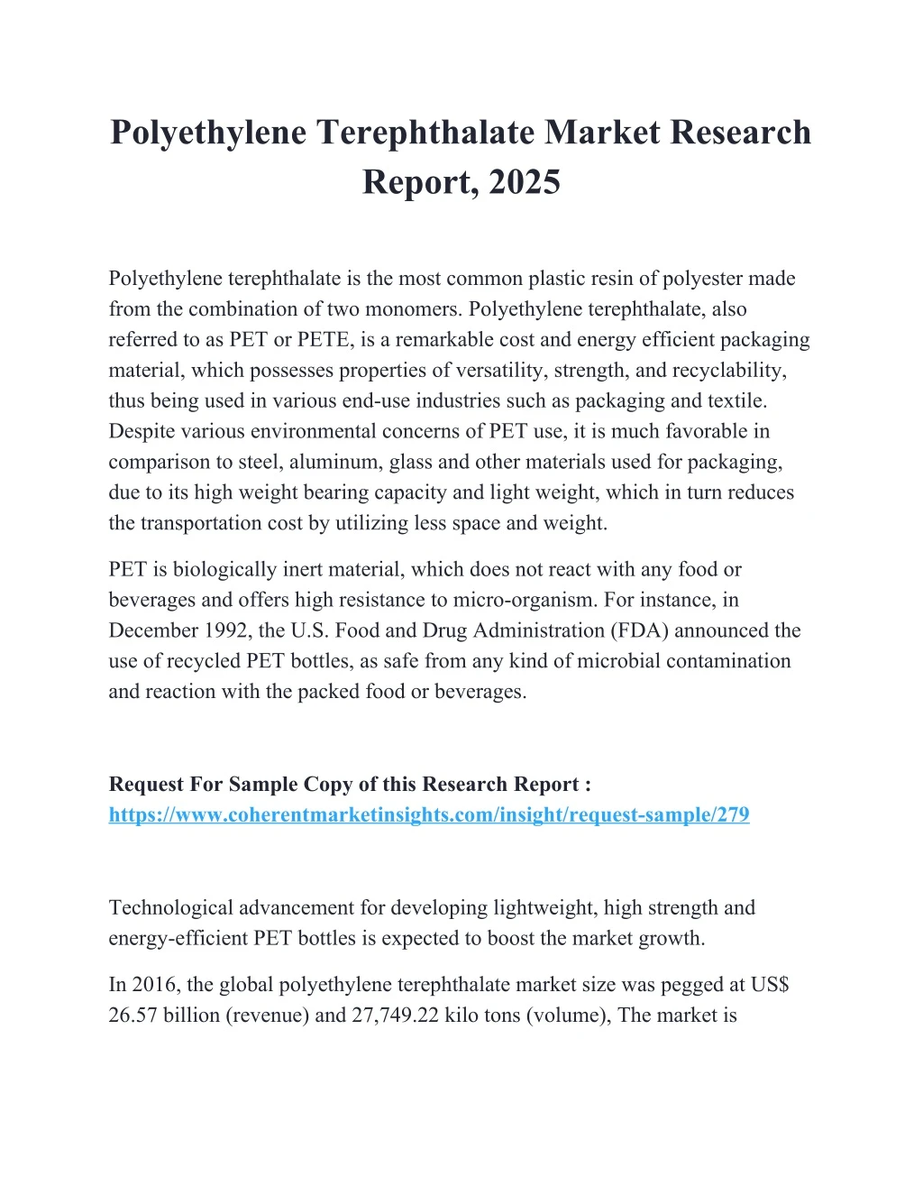 polyethylene terephthalate market research report