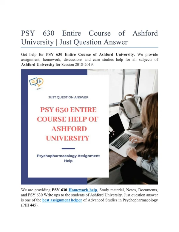 psy 630 entire course of ashford university just