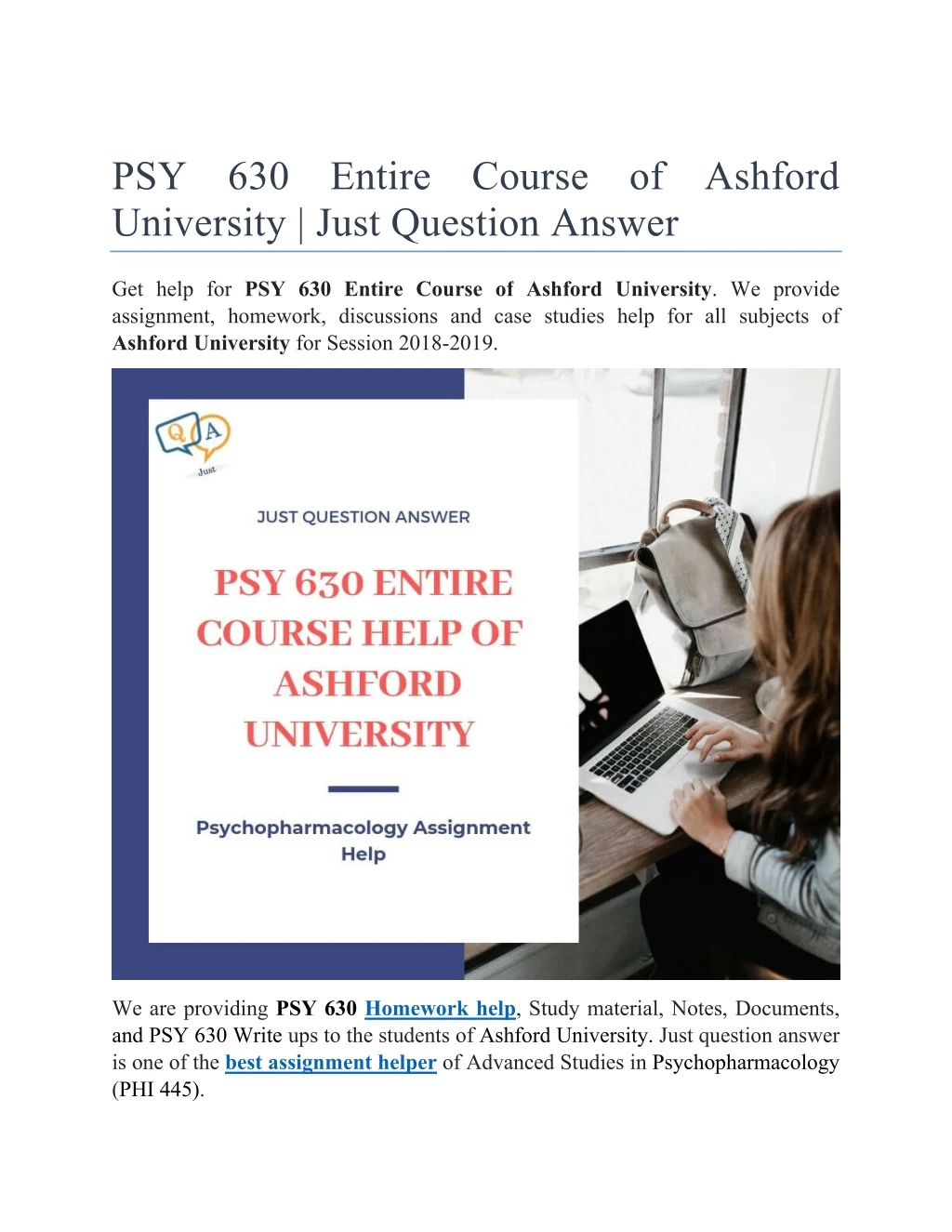 psy 630 entire course of ashford university just
