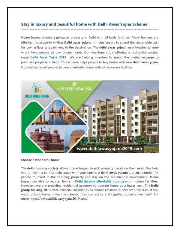 Stay in luxury and beautiful home with Delhi Awas Yojna Scheme