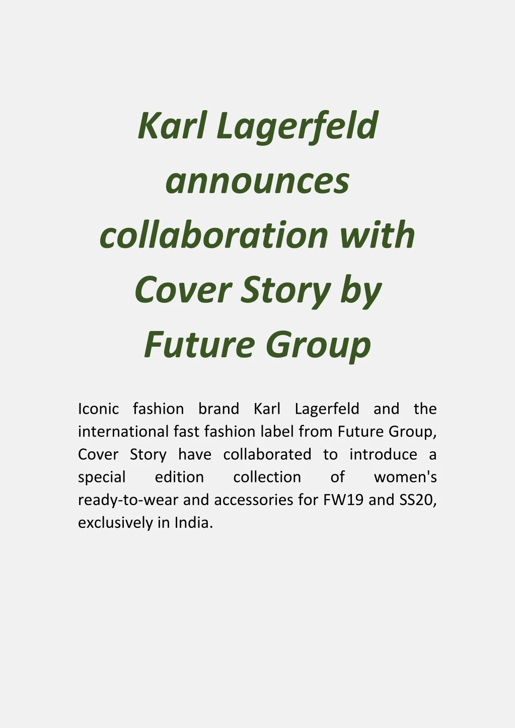 karl lagerfeld announces collaboration with cover