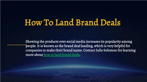 Learn How To Land Brand Deals