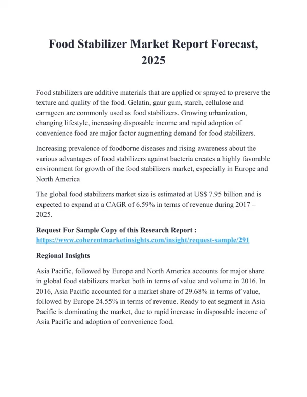 food stabilizer market report forecast 2025