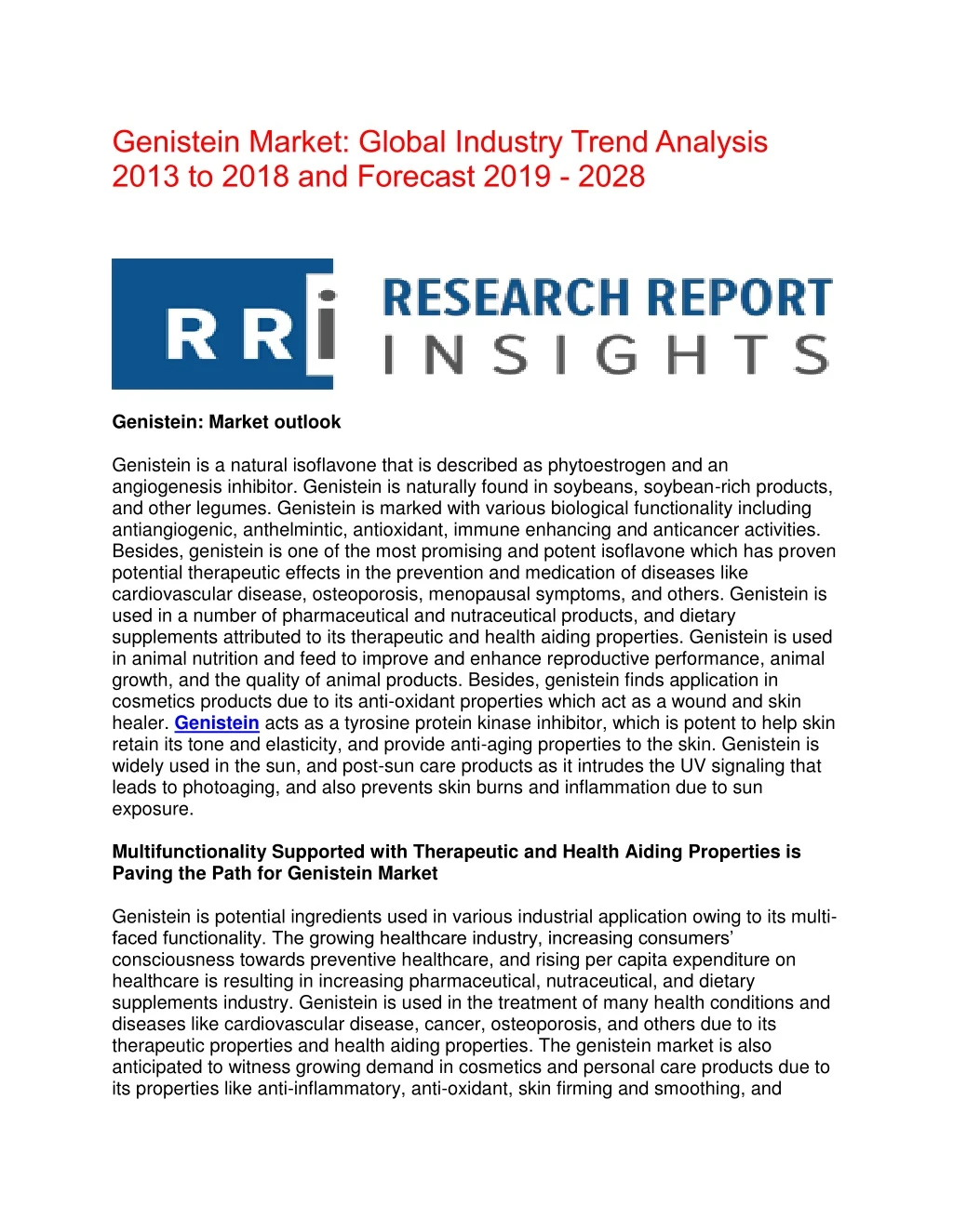 genistein market global industry trend analysis