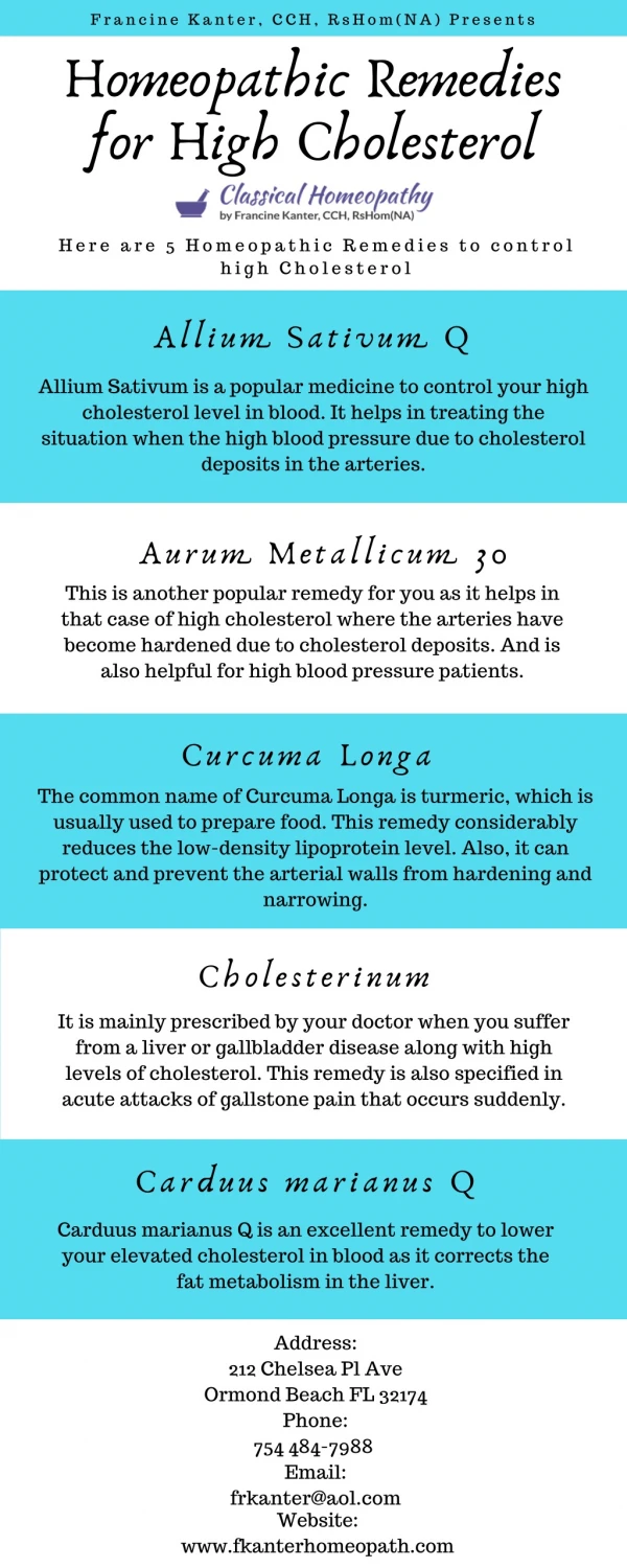 Homeopathic Remedies for High Cholesterol