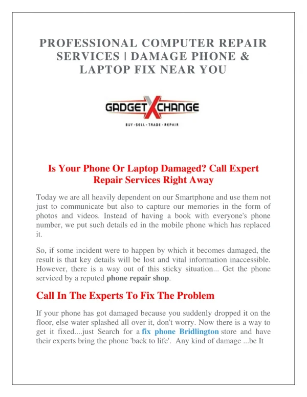 Best Phone Repair Services in Bridlington