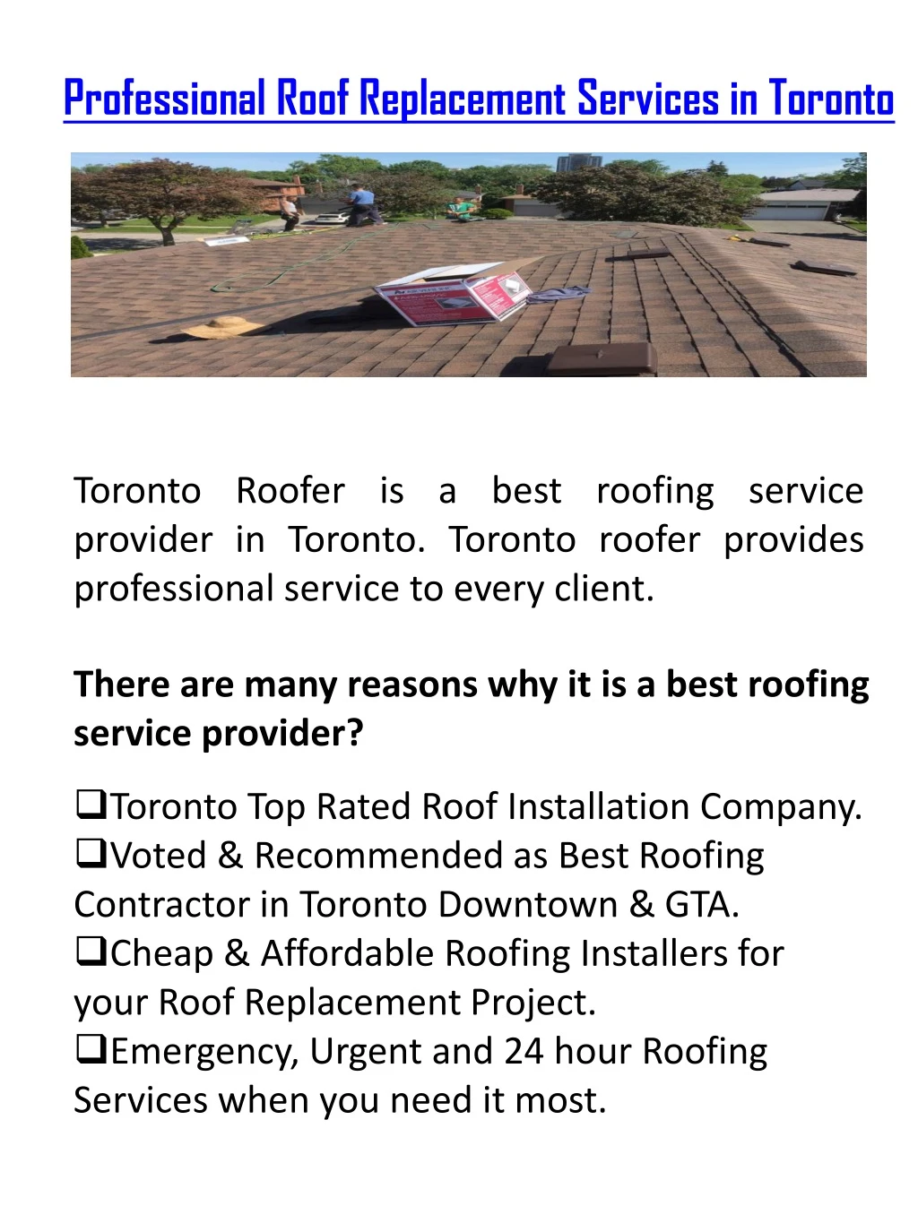 professional roof replacement services in toronto