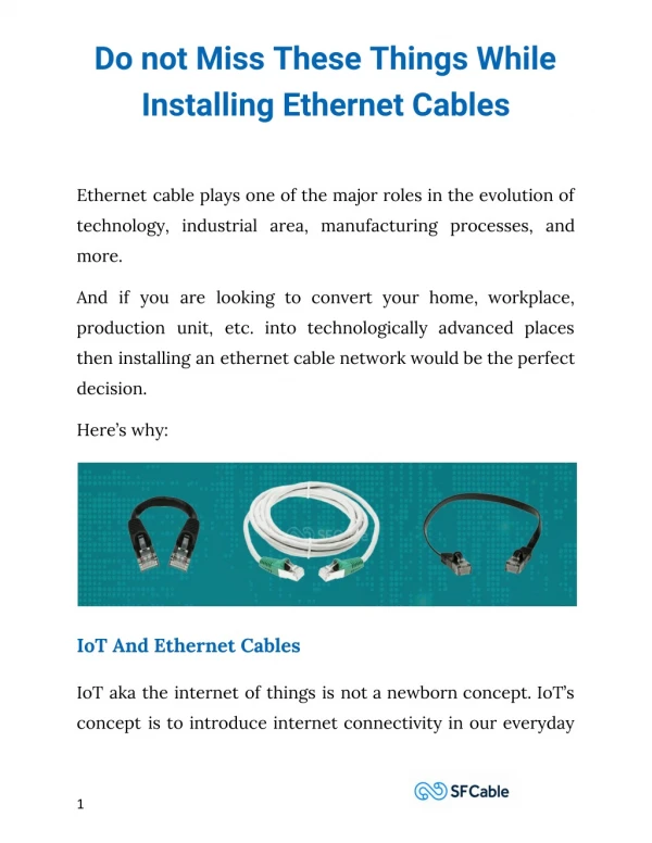 Do not Miss These Things While Installing Ethernet Cables