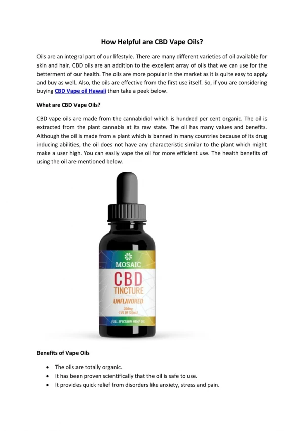 How Helpful are CBD Vape Oils?