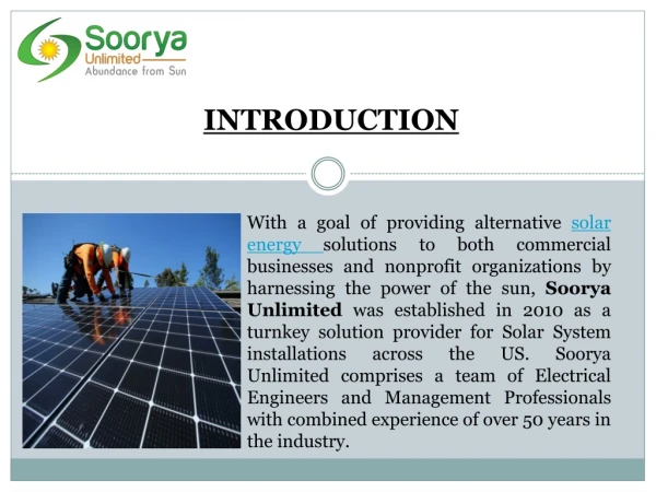 Get the best commercial Solar power system by Soorya Unlimited