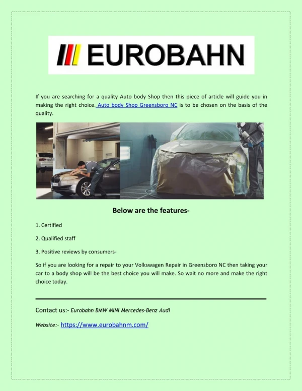 Eurobahn: BMW Repair Service at Fair Price in Greensboro, NC