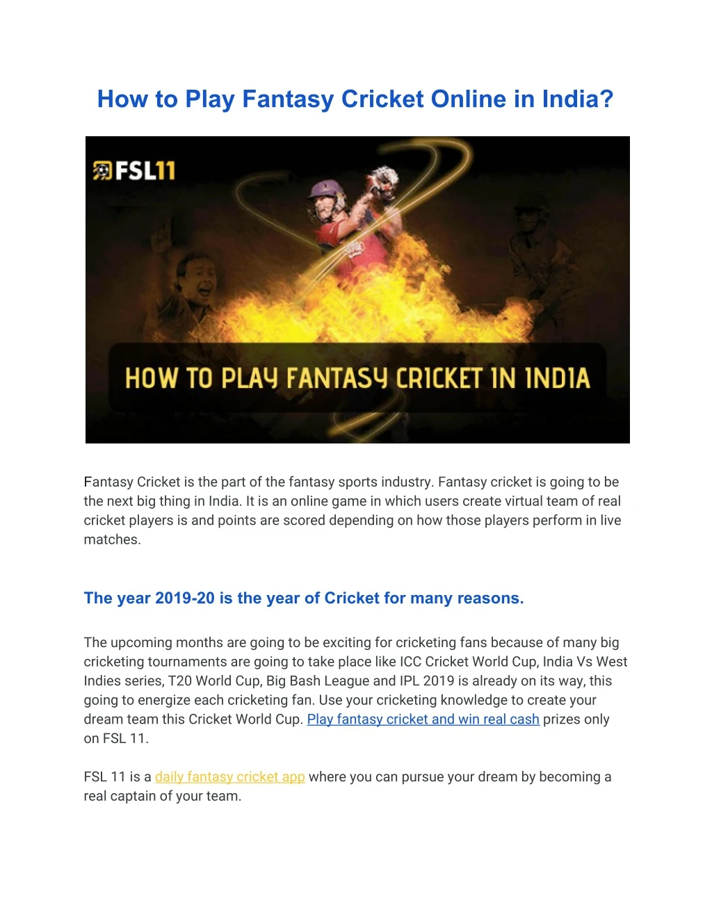 how to play fantasy cricket online in india