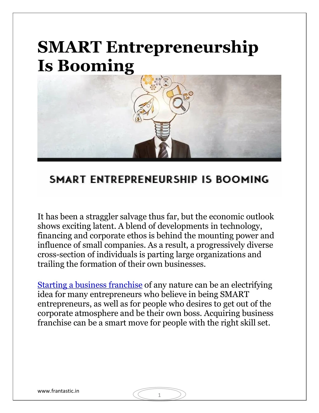 smart entrepreneurship is booming