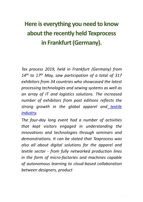 Texprocess 2019: AI and IoT integrated technology gain ground at the show