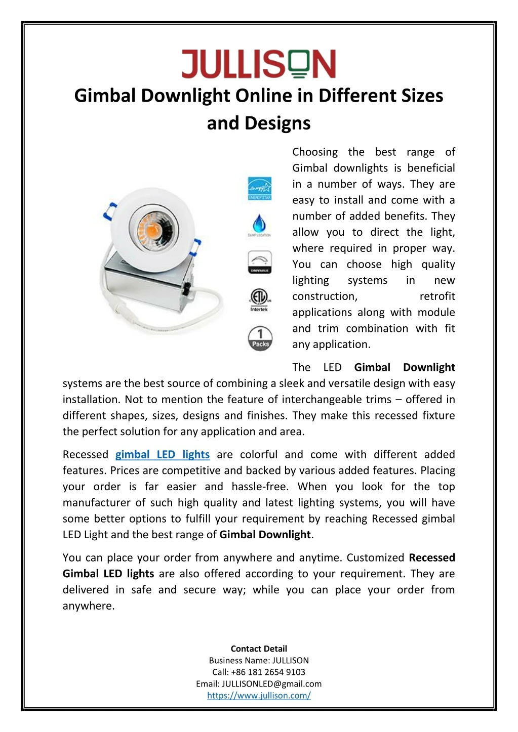 gimbal downlight online in different sizes