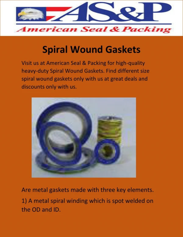 Standard Spiral Wound Gaskets Manufacturers & Distributors