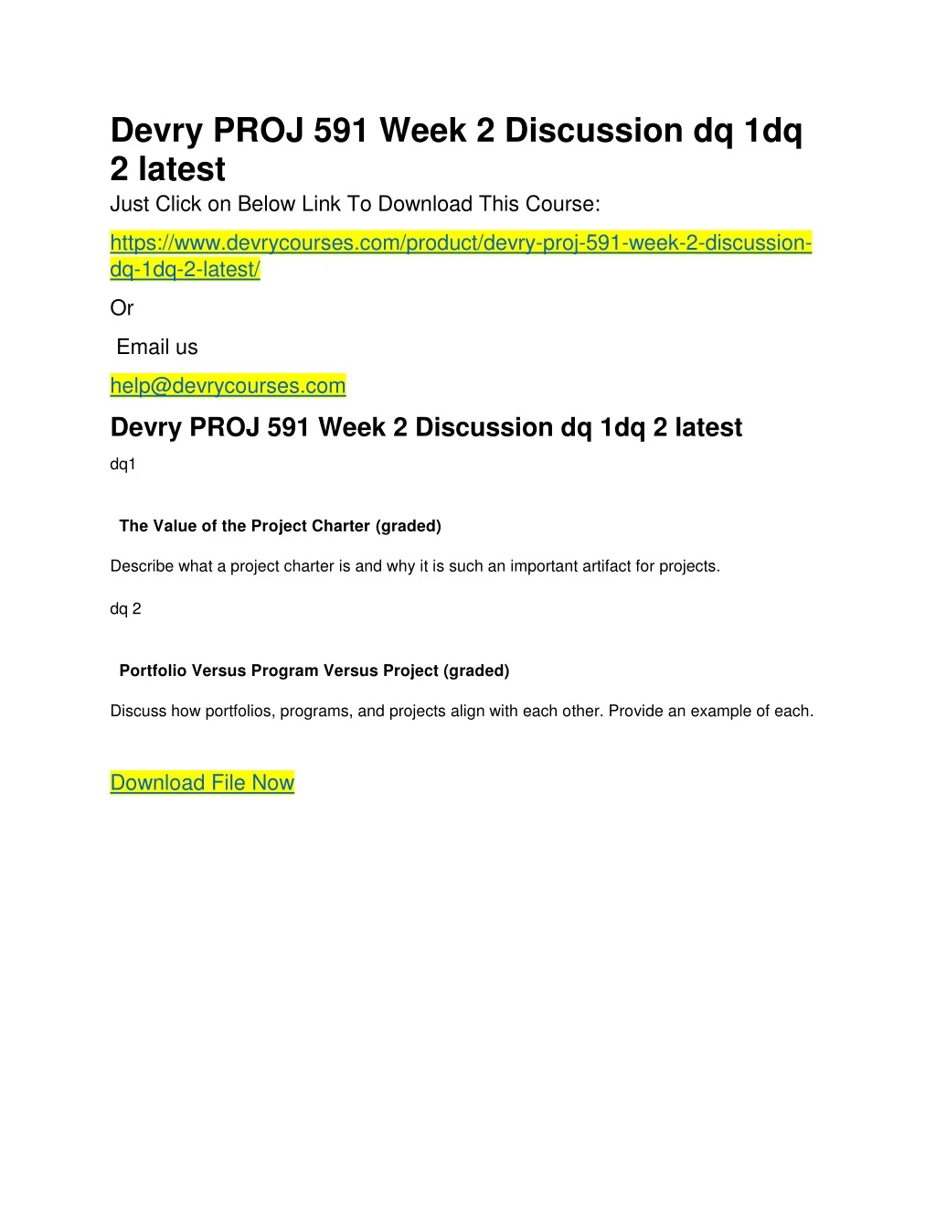 devry proj 591 week 2 discussion dq 1dq 2 latest