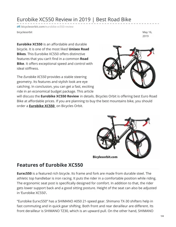Eurobike XC550 Review in 2019 Best Road Bike